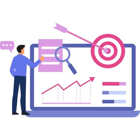 Boy is pointing at the strategy chart  Illustration