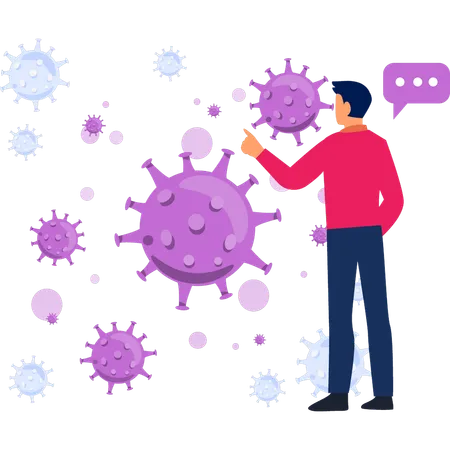Boy is pointing at the viral germs  Illustration