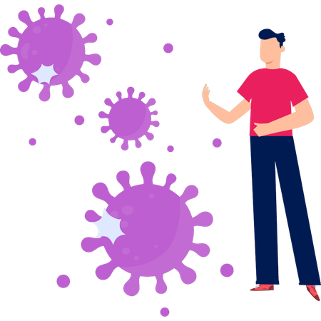 Boy is pointing at the virus  Illustration