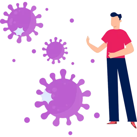 Boy is pointing at the virus  Illustration