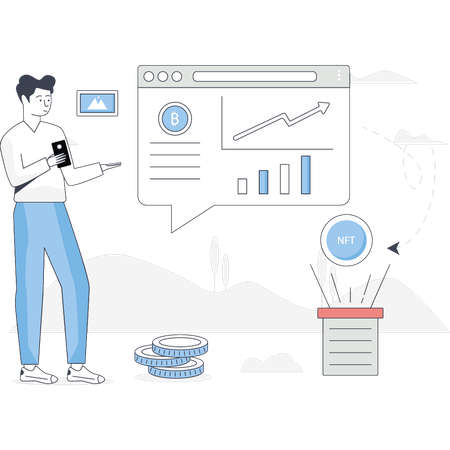 Boy is pointing business investment graph  Illustration