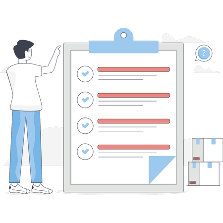 Boy is pointing clipboard checklist  Illustration