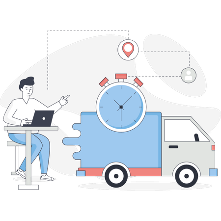 Boy is pointing express delivery  Illustration