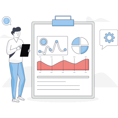 Boy is pointing financial management  Illustration