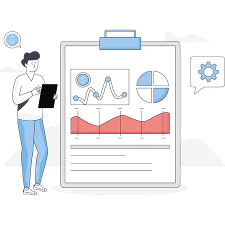 Boy is pointing financial management  Illustration