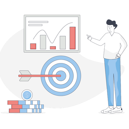 Boy is pointing financial target  Illustration