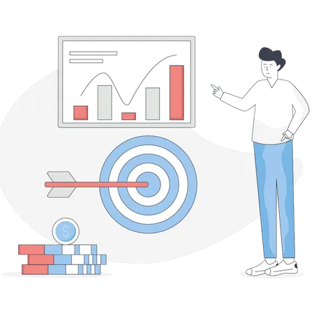 Boy is pointing financial target  Illustration