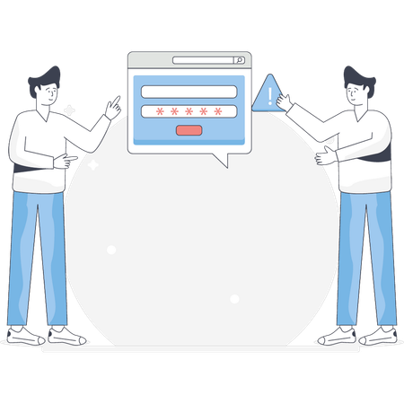 Boy is pointing login password alert  Illustration