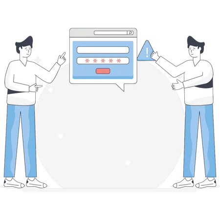 Boy is pointing login password alert  Illustration