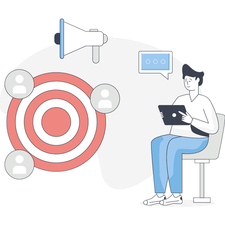 Boy is pointing target customer  Illustration