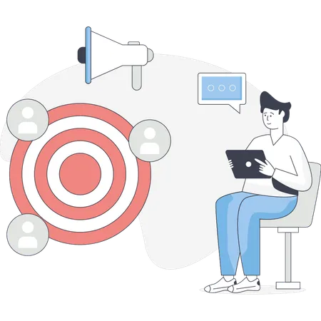 Boy is pointing target customer  Illustration