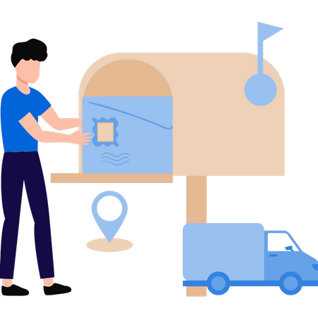 Boy is posting mail  Illustration