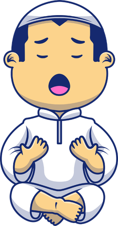 Boy is praying with both hands  Illustration