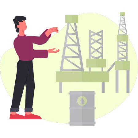 Boy is presenting crude extraction plan  Illustration