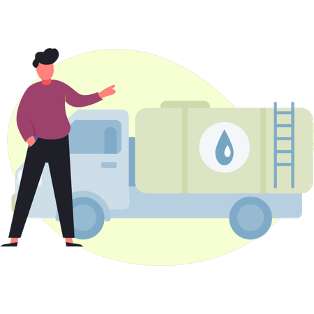 Boy is presenting fuel container  Illustration