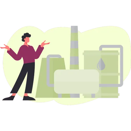 Boy is presenting oil store  Illustration