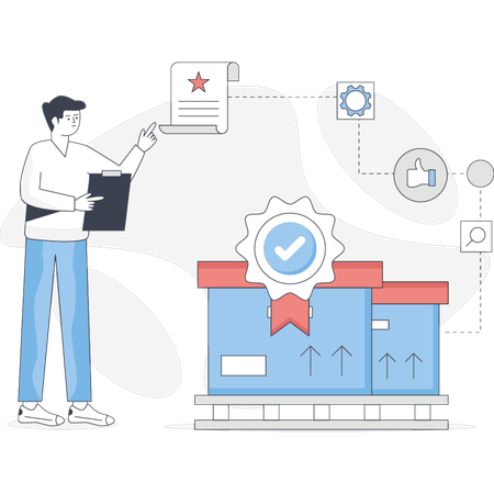 Boy is processing delivery  Illustration