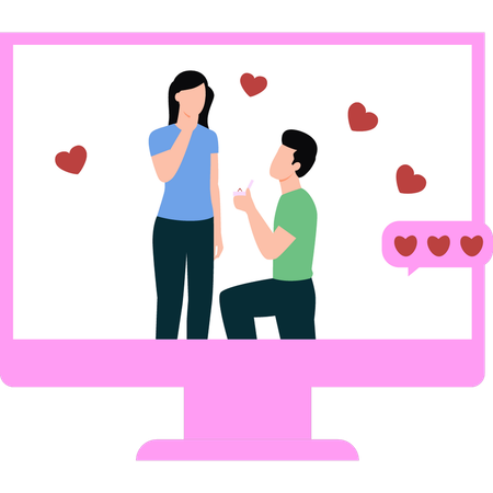 Boy is proposing to a girl  Illustration