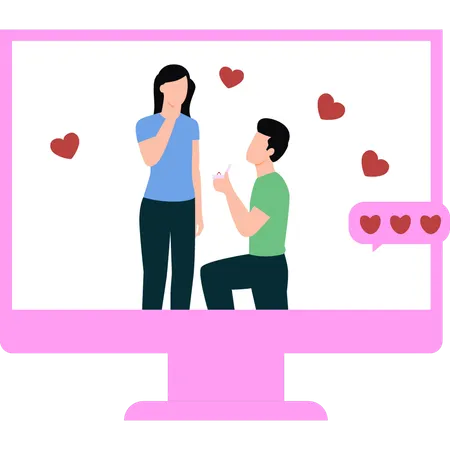 Boy is proposing to a girl  Illustration