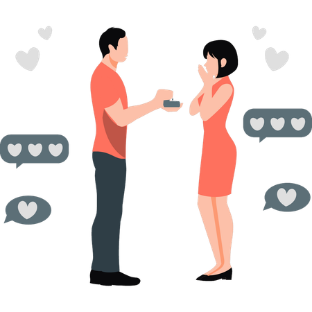Boy is proposing to girl  Illustration