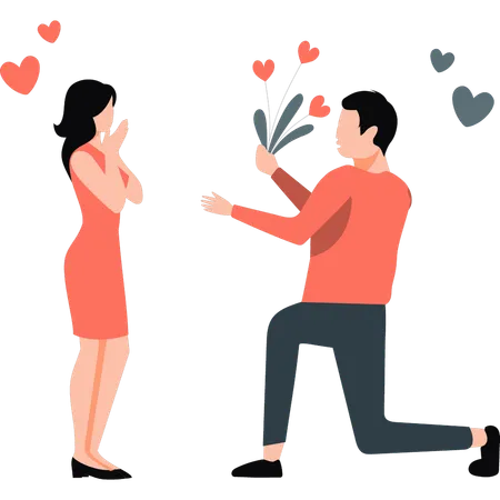 Boy is proposing to his girl  Illustration