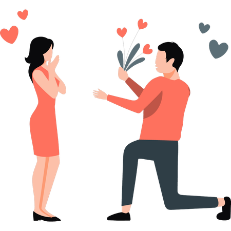 Boy is proposing to his girl  Illustration