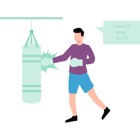 Boy is punching to the punching bag  Illustration