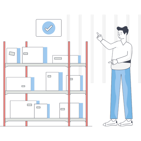 Boy is putting parcel on cart  Illustration