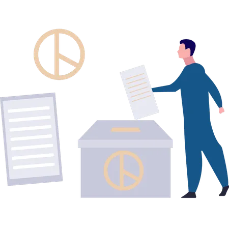 The Boy Is Putting The Vote In The Box Illustration