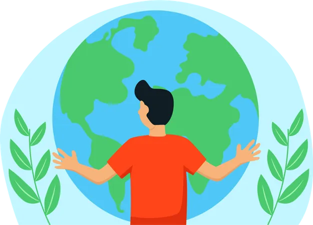 Boy is raising awareness for Earth Day  Illustration