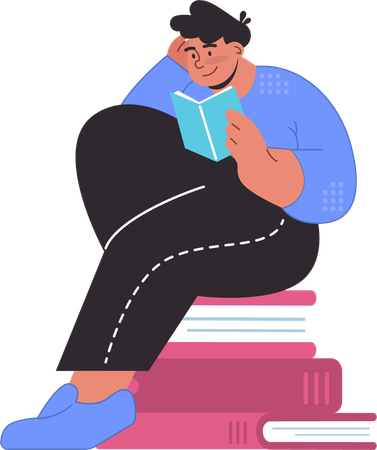 Boy is reading book  Illustration