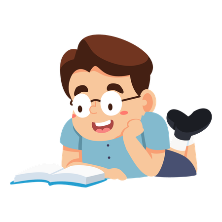 Boy is reading book  Illustration