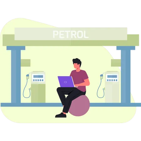 Boy is receiving reward after refueling gas station  Illustration
