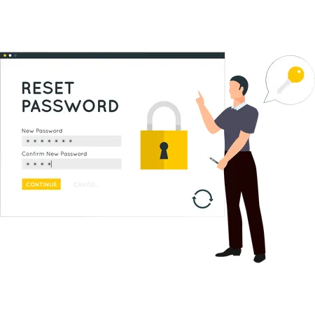 Boy is resetting the password on the screen  Illustration