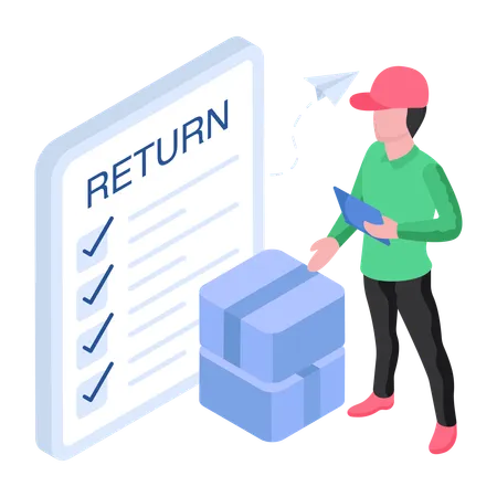 Boy is Returning goods  Illustration