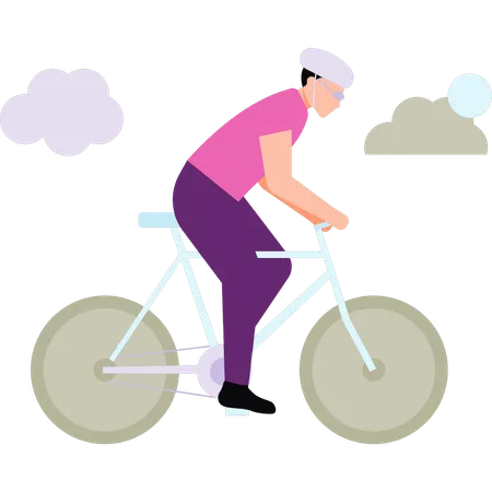 The Boy Is Riding A Bicycle Illustration