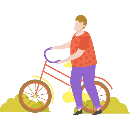 Boy is riding bicycle  Illustration