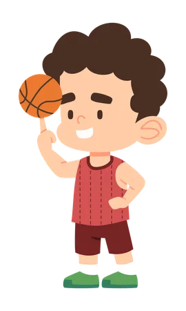 Boy is rolling basketball on his fingers  Illustration