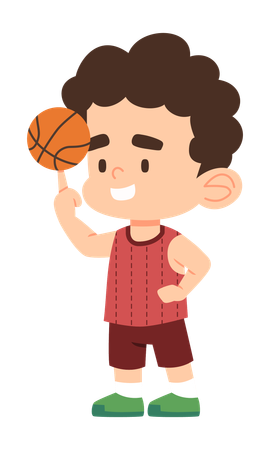 Boy is rolling basketball on his fingers  Illustration