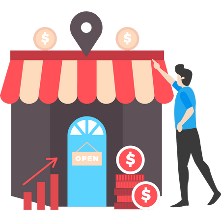 Boy is running a small business  Illustration