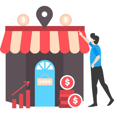 Boy is running a small business  Illustration