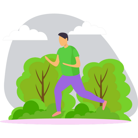 Boy is running for exercise  Illustration