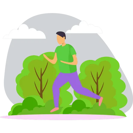 Boy is running for exercise  Illustration