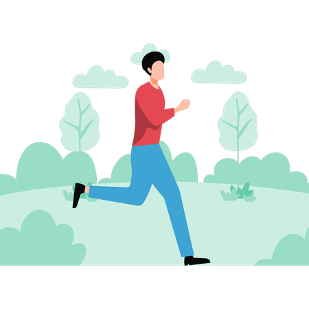 Boy is running in the park  Illustration