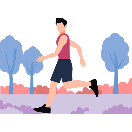 Boy is running in the park  Illustration