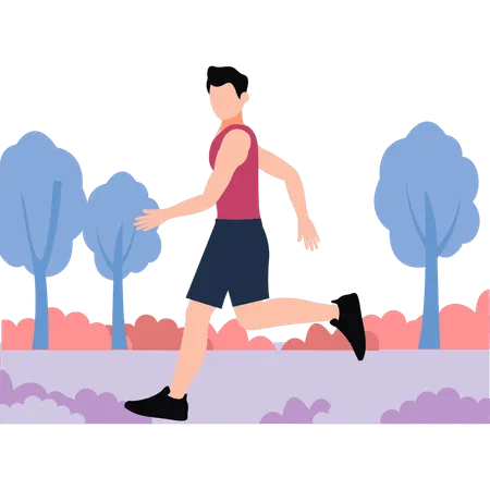 Boy is running in the park  Illustration