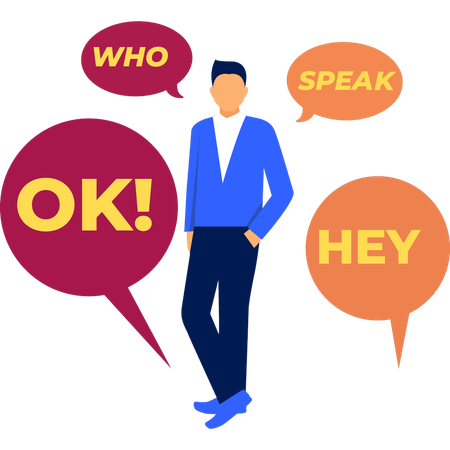 Boy is saying in different languages  イラスト
