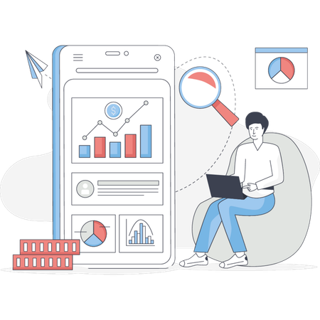 Boy is searching financial solutions  Illustration