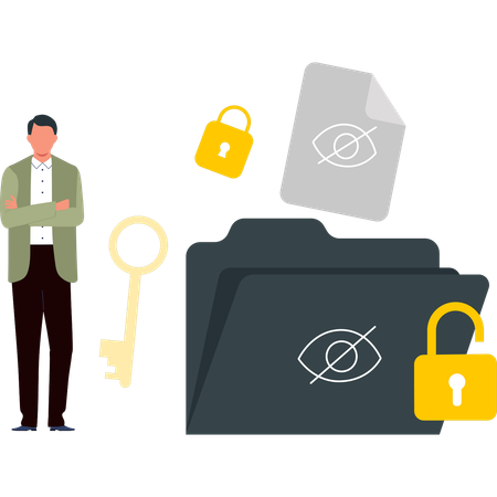 Boy is securing folder  Illustration