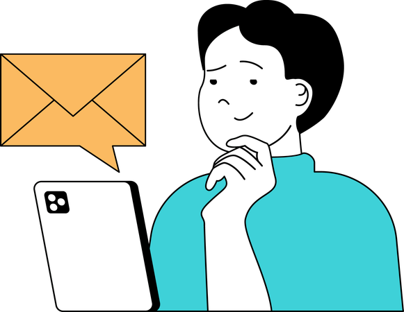 Boy is sending emails  Illustration